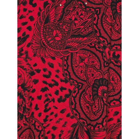 STYLE & CO RED & BLACK W/ SILVER ACCENT BEADS/STONES WOMEN'S ELEGANT DRESS SZ LG - Picture 4 of 5